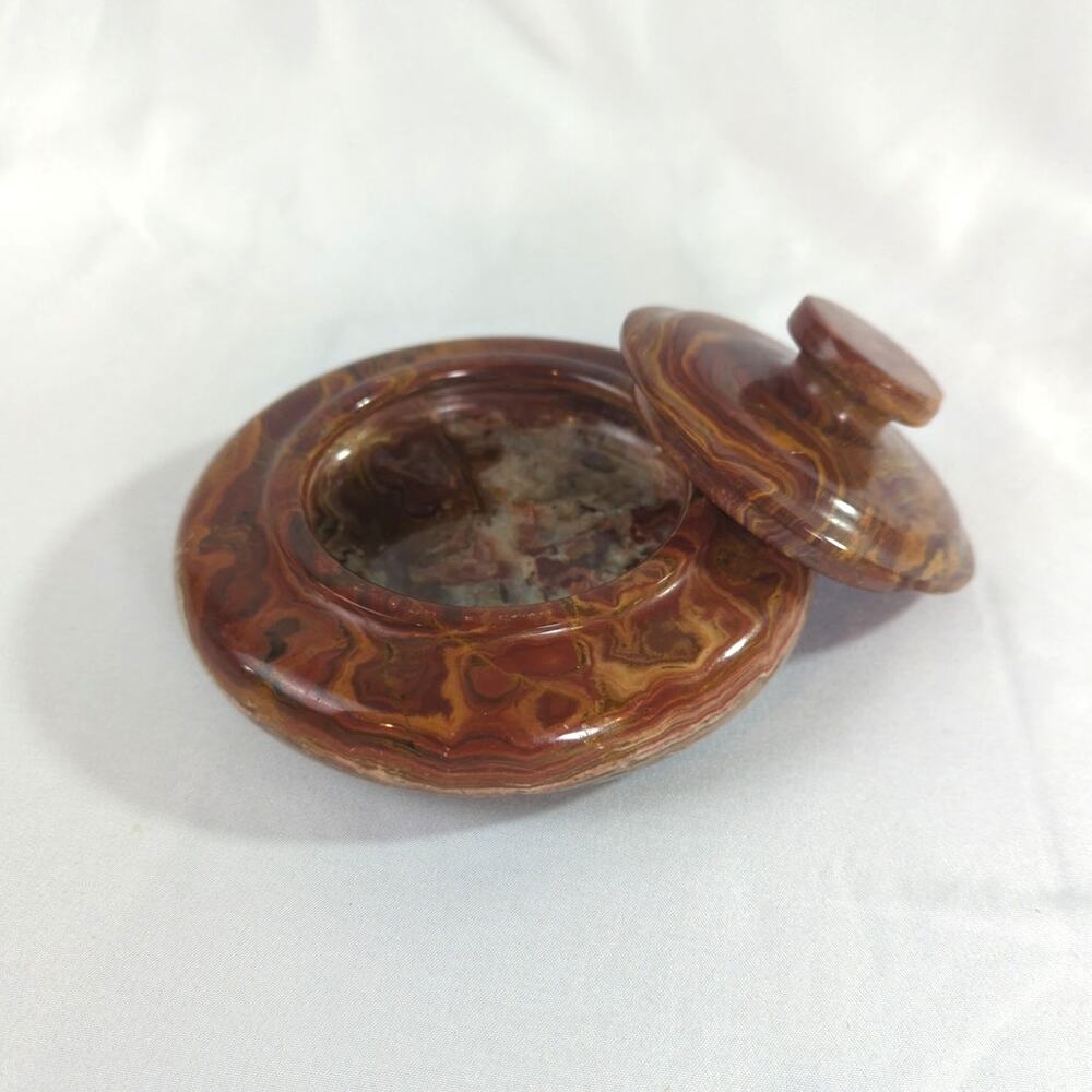 Vintage Small  Onyx Canister Bowl trinket Dish With Lid